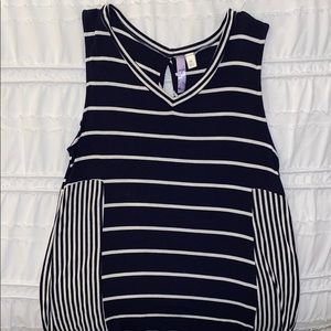 Navy blue and white tank top